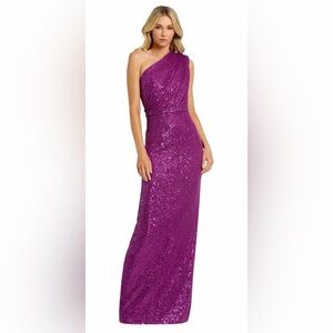 Ieena For Mac Duggal Elegant Purple Sequin Maxi Dress